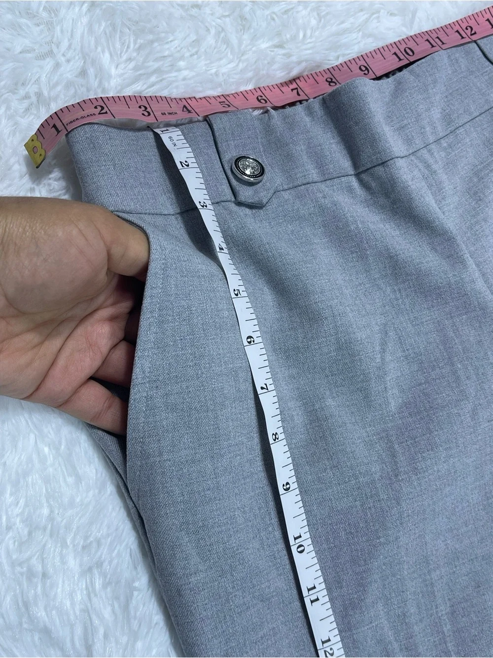 Rachel Zoe Women’s Light Gray Cropped Dress Pants with Button Waist Tabs size 12